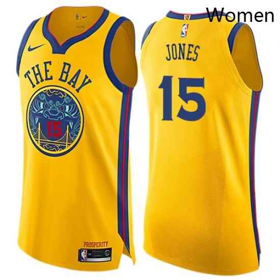 Womens Nike Golden State Warriors 15 Damian Jones Swingman Gold NBA Jersey City Edition